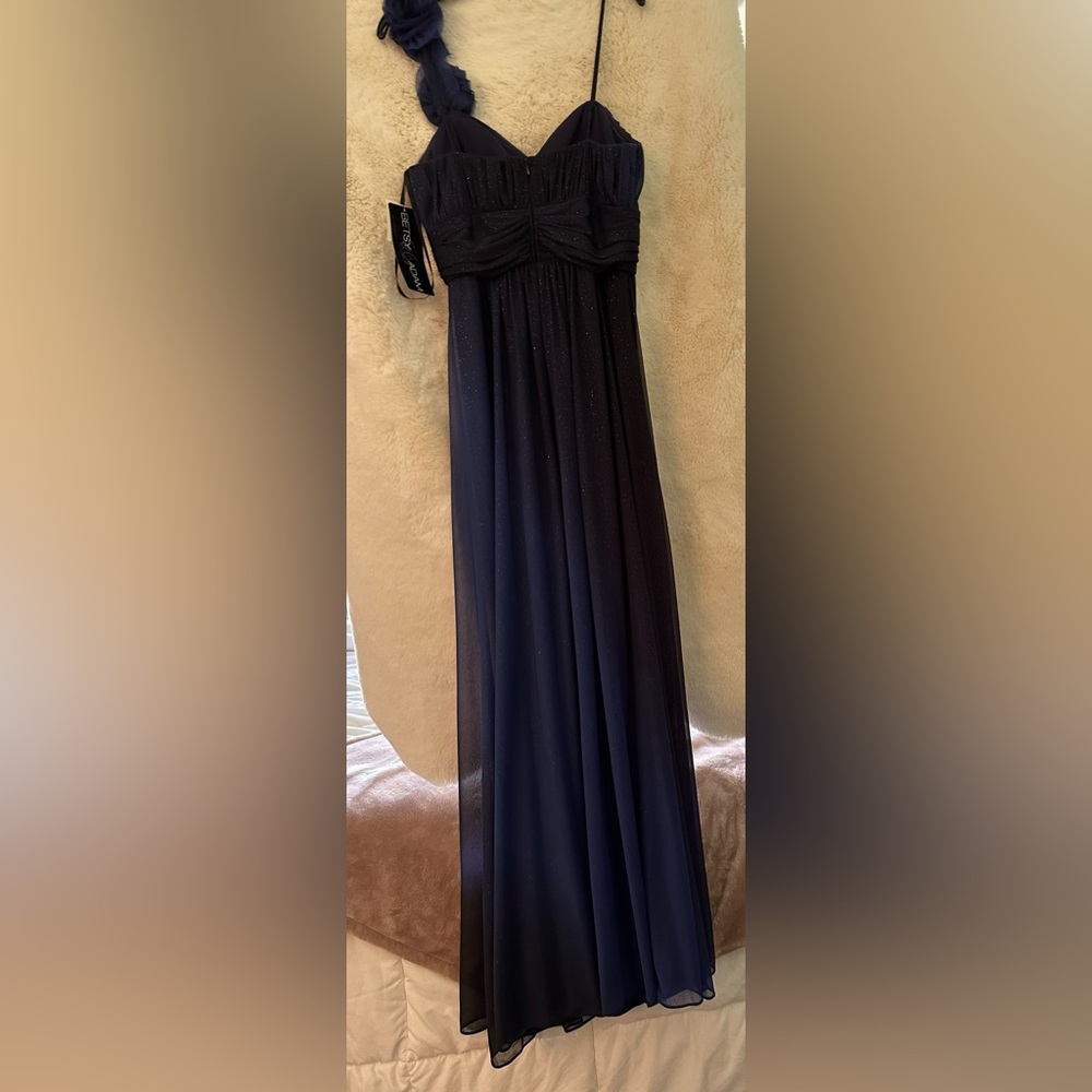 Dark blue ombré formal dress with sparkles and tags still on.